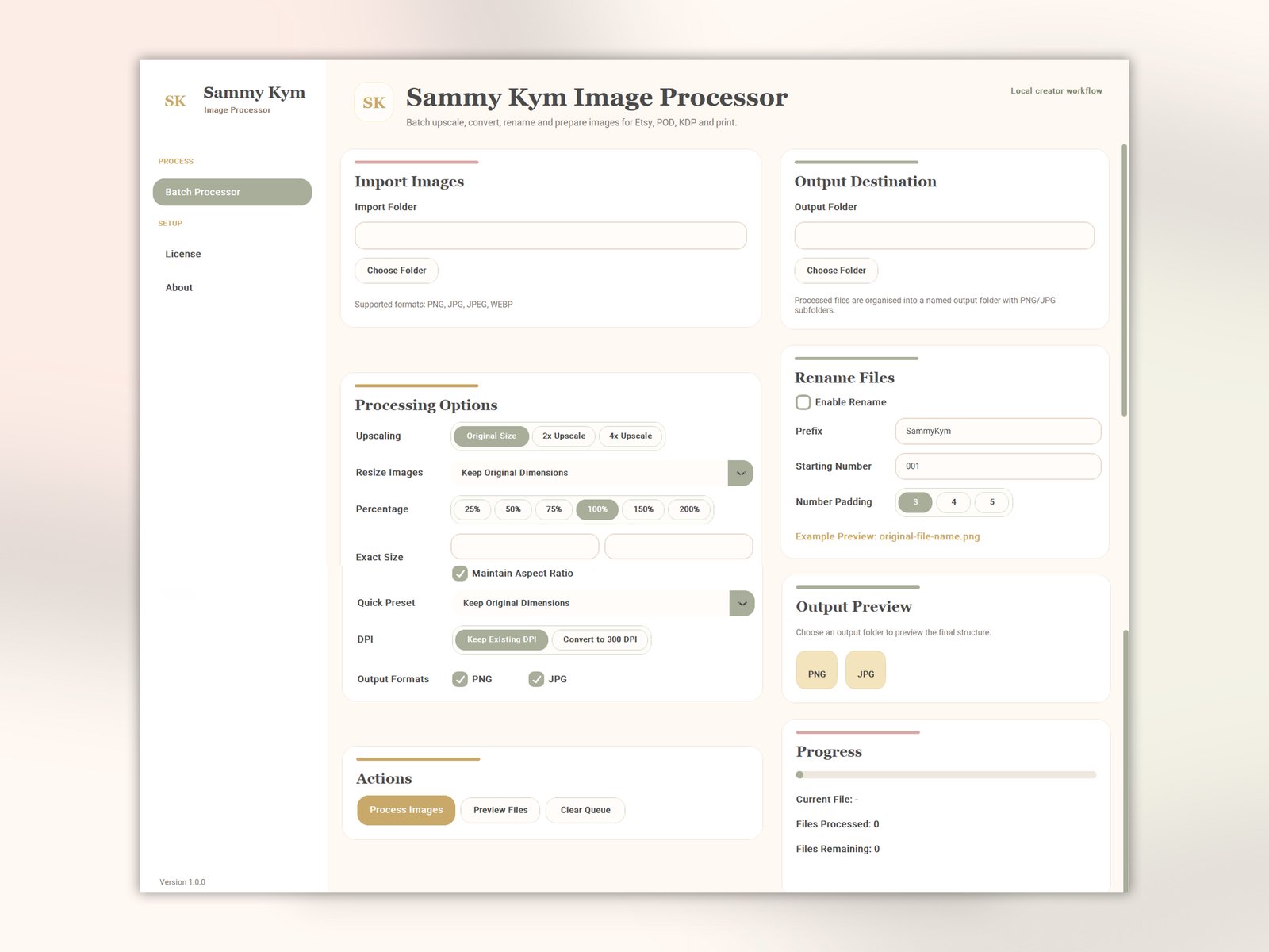 Sammy Kym Image Processor app interface preview