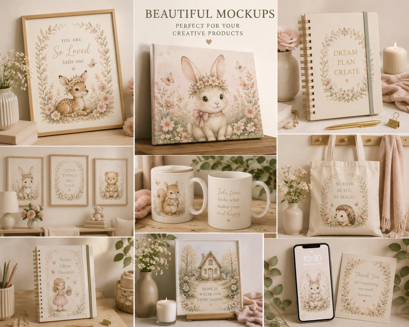 Beautiful product mockups for creative products.